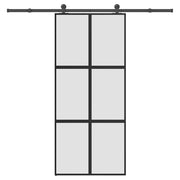 skydedør med hardwaresæt 90x205 cm hærdet glas og aluminium