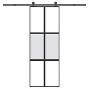 skydedør med hardwaresæt 76x205 cm hærdet glas og aluminium