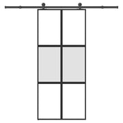 skydedør med hardwaresæt 90x205 cm hærdet glas og aluminium