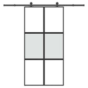 skydedør med hardwaresæt 102,5x205 cm hærdet glas og aluminium