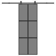 skydedør med hardwaresæt 76x205 cm hærdet glas og aluminium