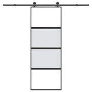 skydedør med hardwaresæt 76x205 cm hærdet glas og aluminium