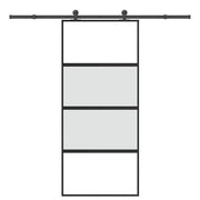 skydedør med hardwaresæt 90x205 cm hærdet glas og aluminium