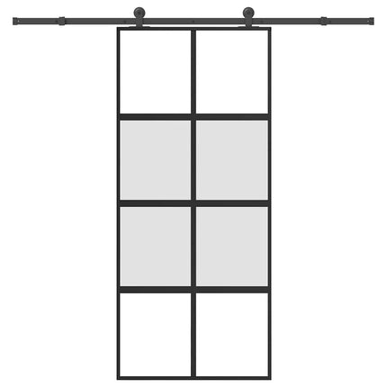 skydedør med hardwaresæt 90x205 cm hærdet glas og aluminium