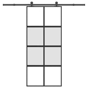 skydedør med hardwaresæt 90x205 cm hærdet glas og aluminium