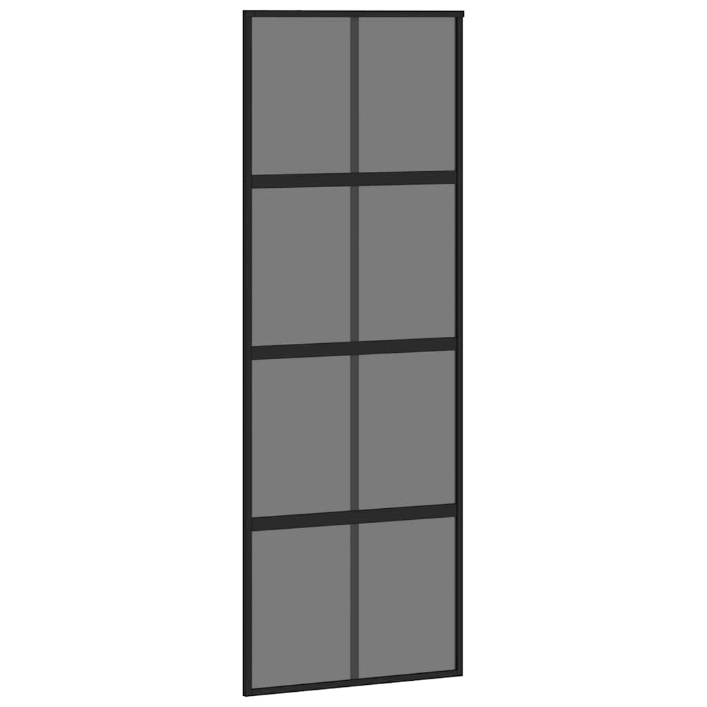 skydedør med hardwaresæt 76x205 cm hærdet glas og aluminium