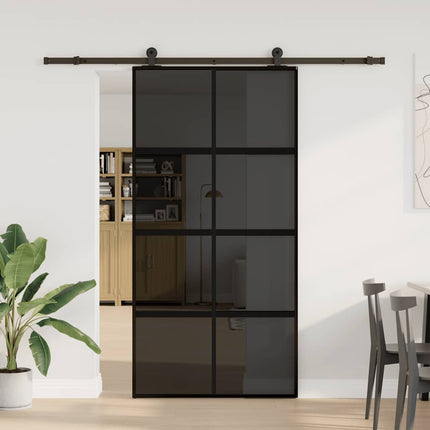 skydedør med hardwaresæt 102,5x205 cm hærdet glas og aluminium