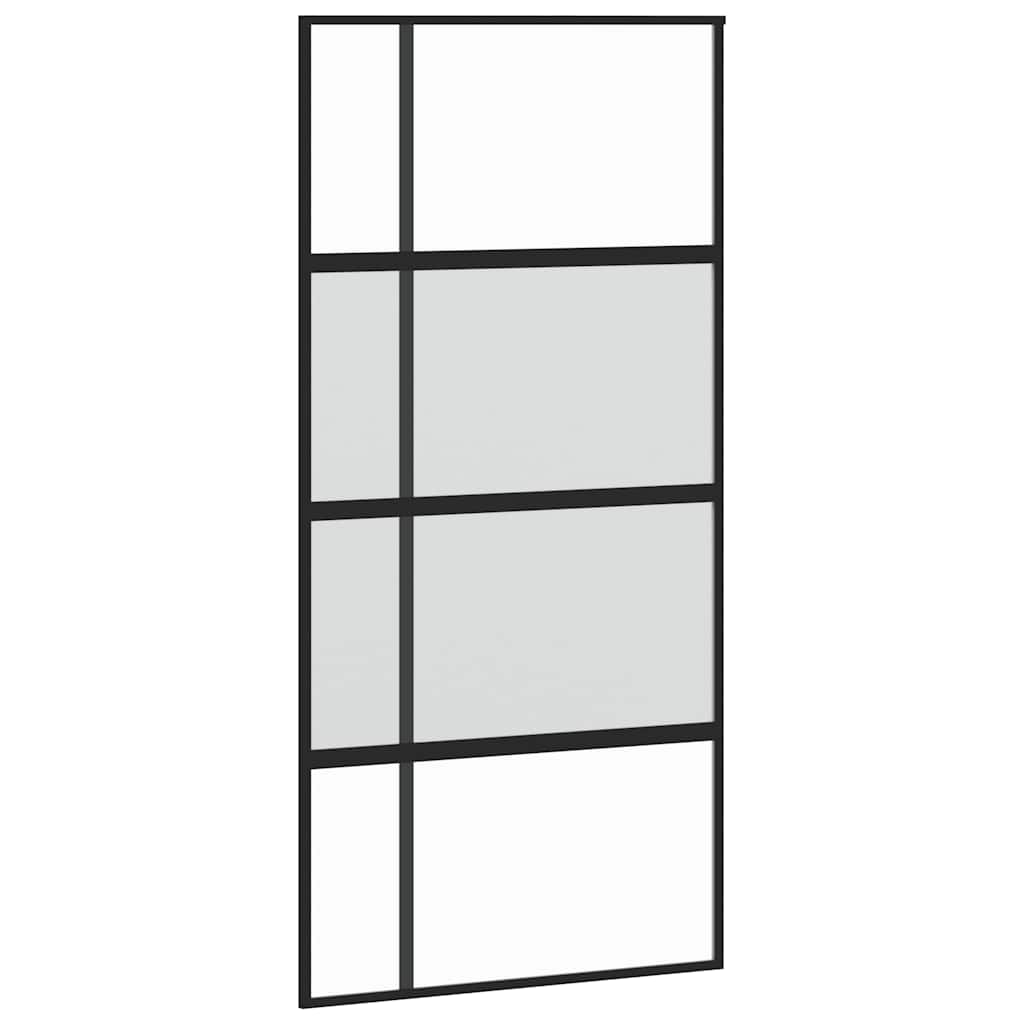 skydedør med hardwaresæt 102,5x205 cm hærdet glas og aluminium