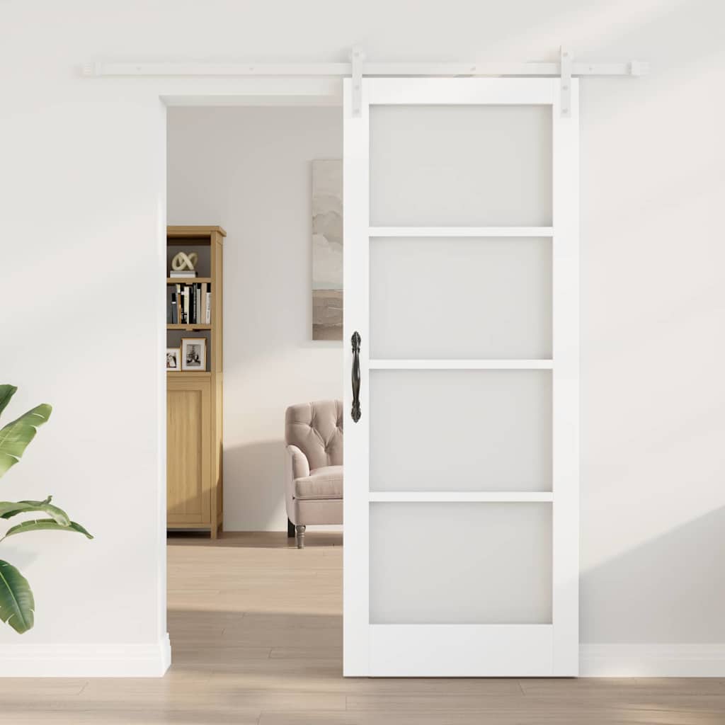 Skydedør ORKDAL Hvid 83 x 211 cm Massivt fyrretræ og glas