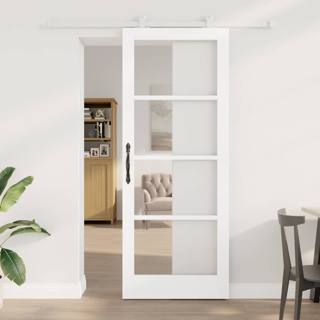 Skydedør ORKDAL Hvid 83 x 211 cm Massivt fyrretræ og glas