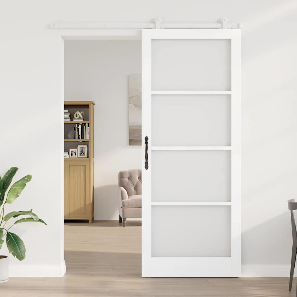 Skydedør ORKDAL Hvid 93 x 232 cm Massivt fyrretræ og glas