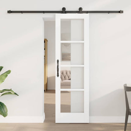 Skydedør ORKDAL Hvid 61 x 198,5 cm Massivt fyrretræ og glas