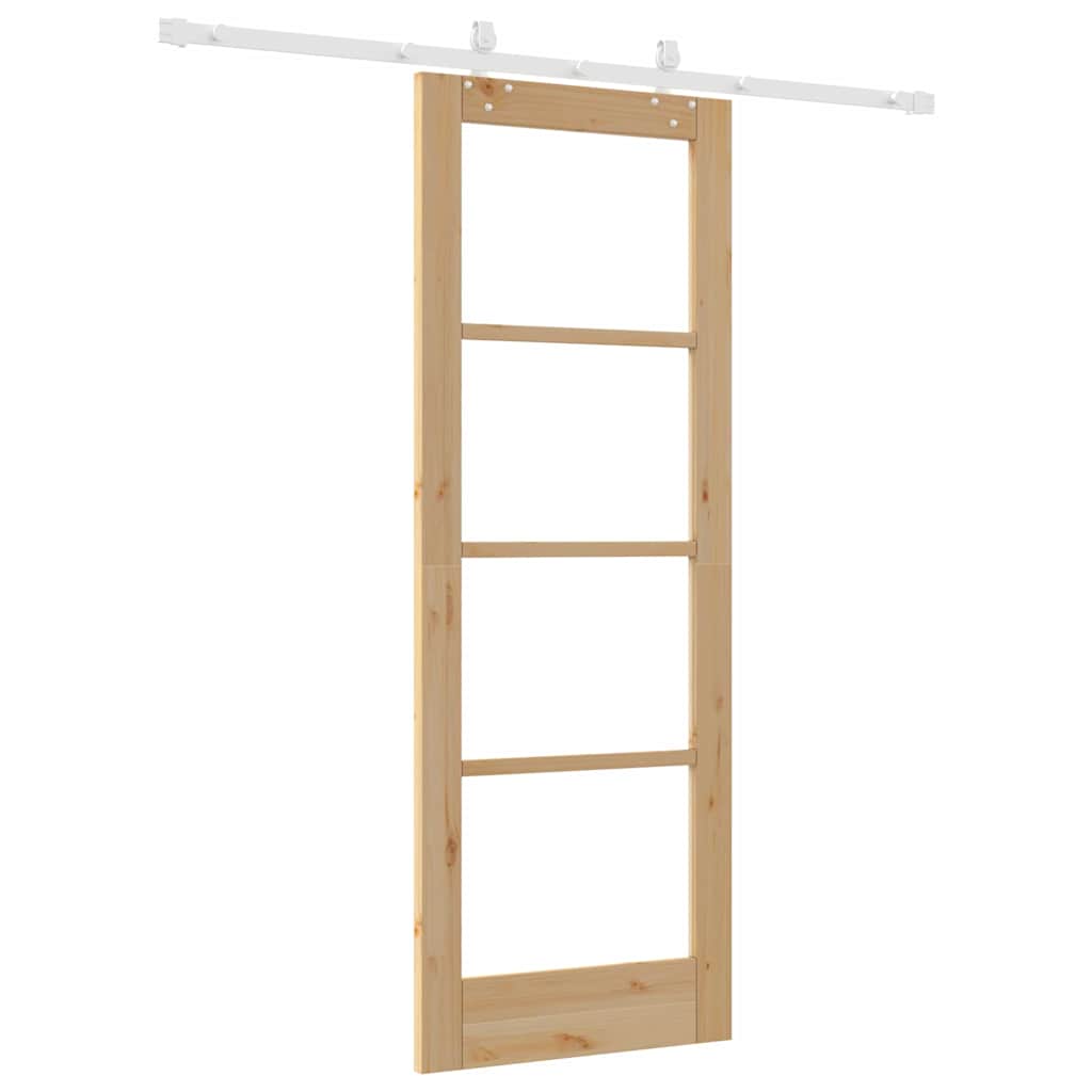 Skydedør Naturfarvet 73,5 x 198,5 cm Massivt fyrretræ og glas