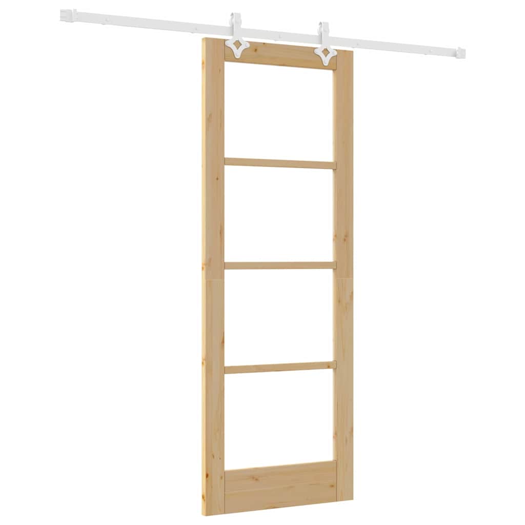 Skydedør Naturfarvet 73,5 x 198,5 cm Massivt fyrretræ og glas