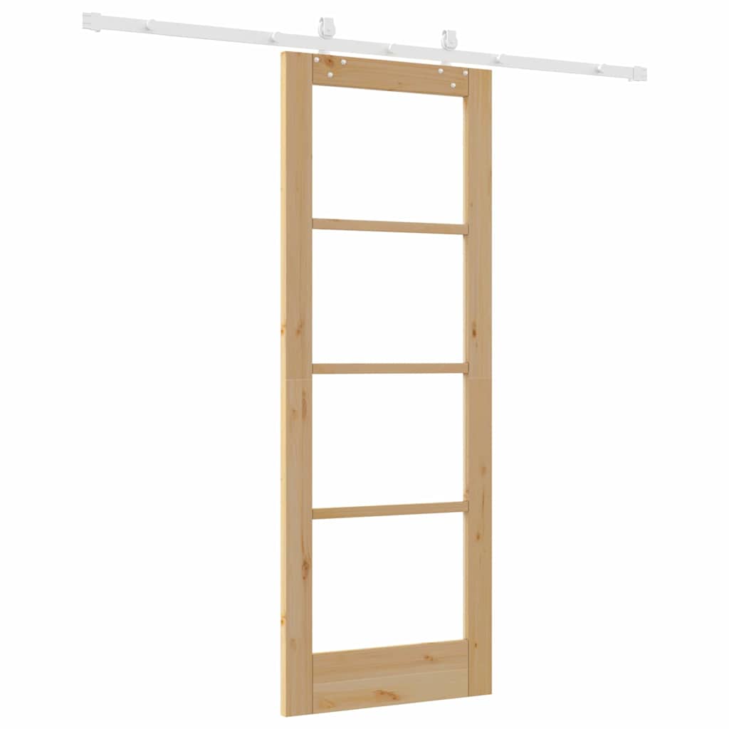 Skydedør Naturfarvet 73,5 x 198,5 cm Massivt fyrretræ og glas