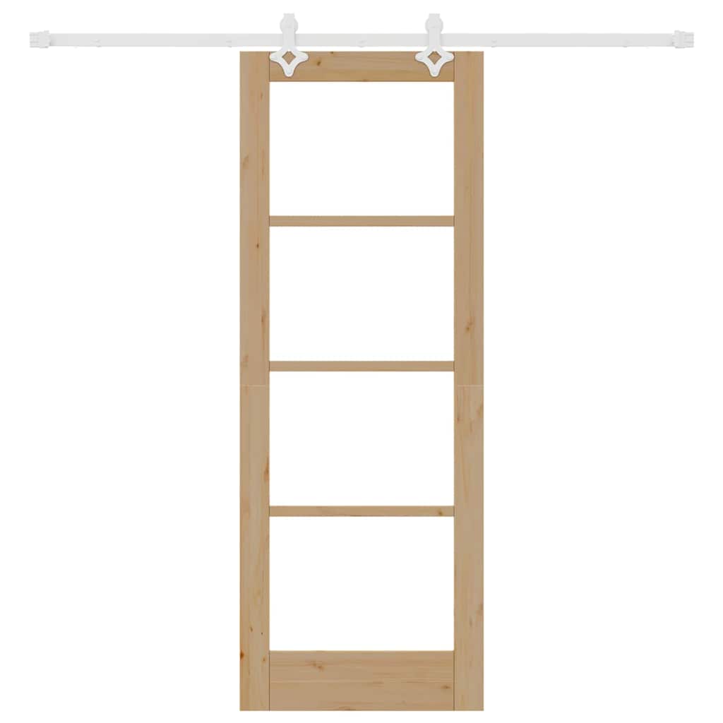 Skydedør Naturfarvet 73,5 x 198,5 cm Massivt fyrretræ og glas