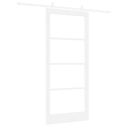 Skydedør 93 x 211 cm Massivt fyrretræ og glas Hvid
