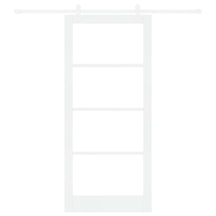 Skydedør 93 x 211 cm Massivt fyrretræ og glas Hvid