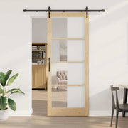 Skydedør Naturfarvet 93 x 232 cm Massivt fyrretræ og glas
