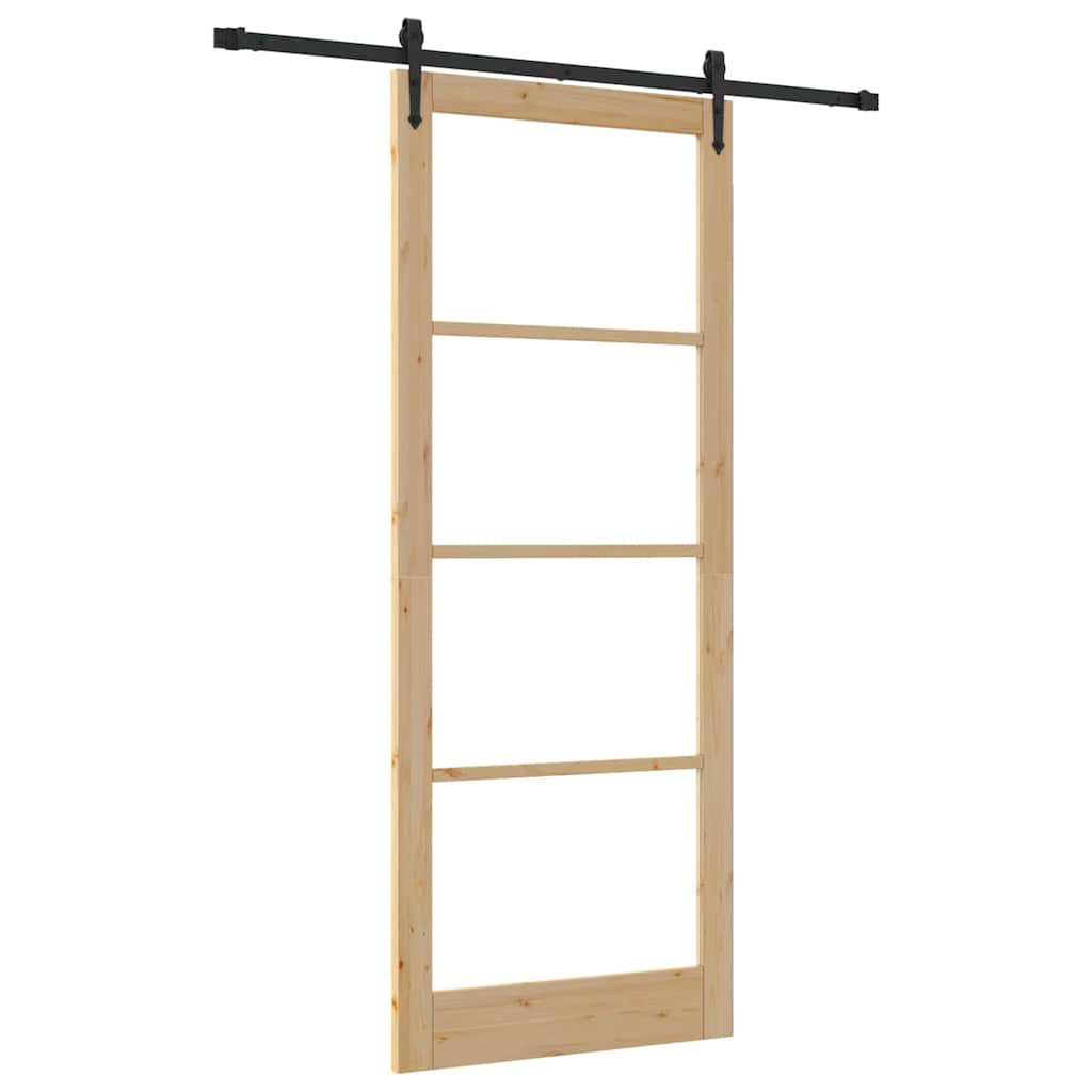 Skydedør Naturfarvet 93 x 232 cm Massivt fyrretræ og glas