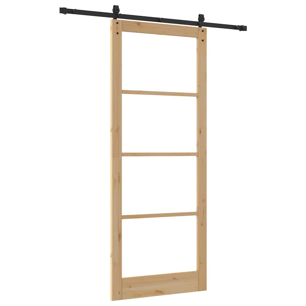 Skydedør Naturfarvet 93 x 232 cm Massivt fyrretræ og glas