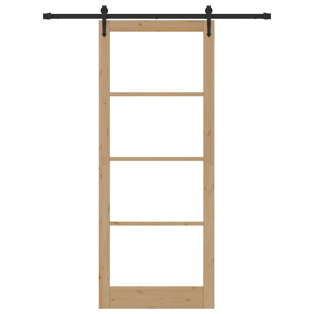 Skydedør Naturfarvet 93 x 232 cm Massivt fyrretræ og glas
