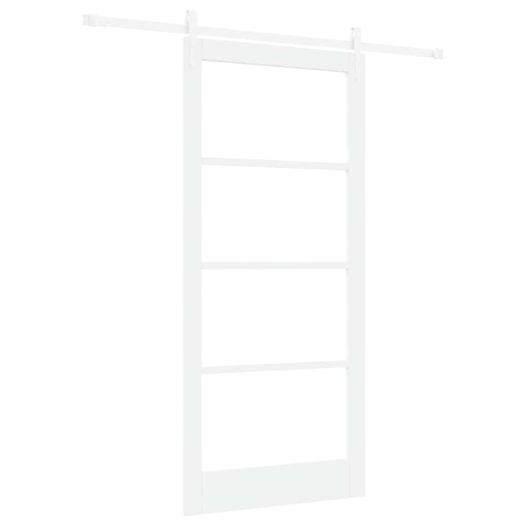 Skydedør Hvid 93 x 202 cm Massivt fyrretræ og glas