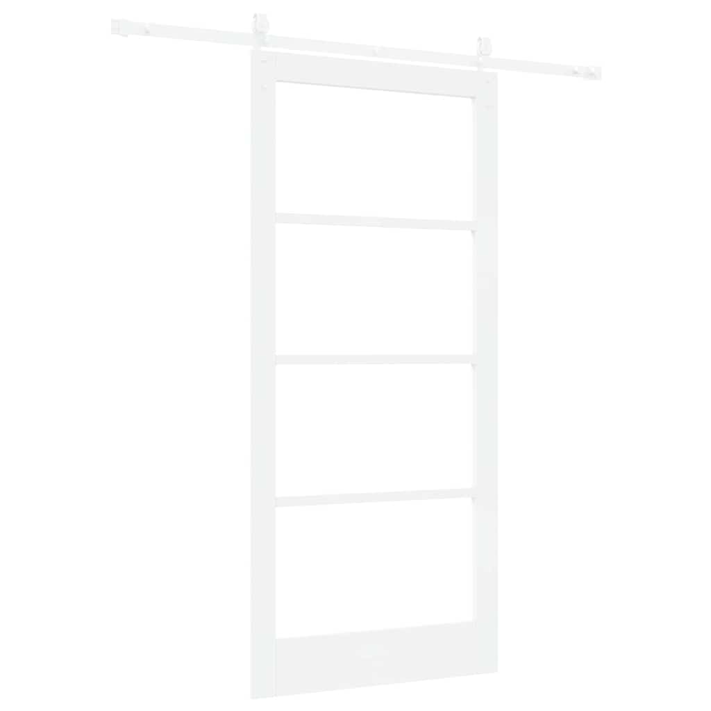 Skydedør Hvid 93 x 202 cm Massivt fyrretræ og glas