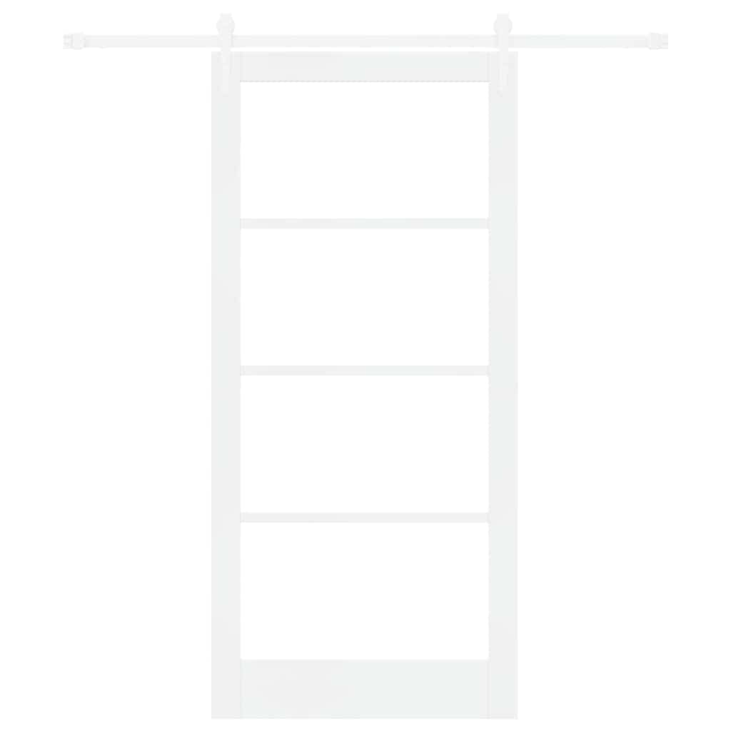 Skydedør Hvid 93 x 202 cm Massivt fyrretræ og glas