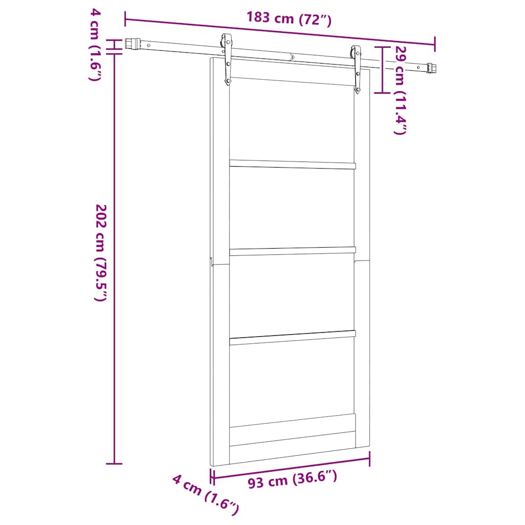 Skydedør Hvid 93 x 202 cm Massivt fyrretræ og glas