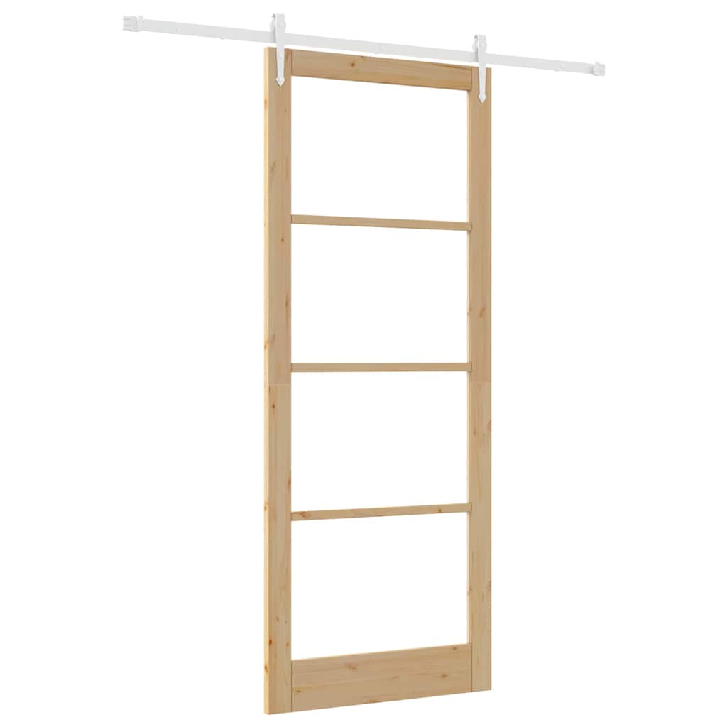 Skydedør Naturfarvet 93 x 232 cm Massivt fyrretræ og glas