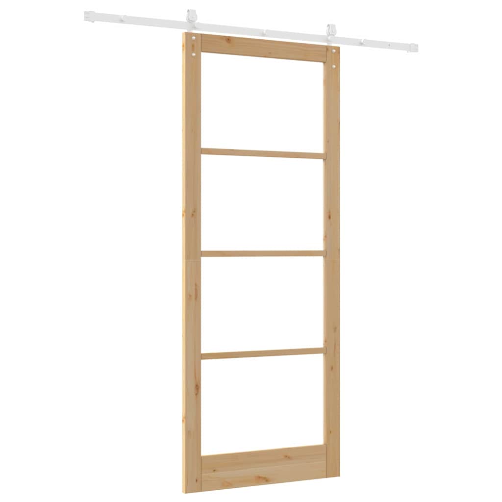 Skydedør Naturfarvet 93 x 232 cm Massivt fyrretræ og glas