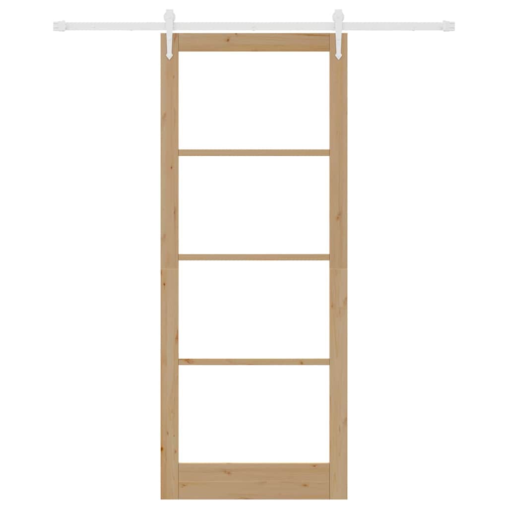 Skydedør Naturfarvet 93 x 232 cm Massivt fyrretræ og glas