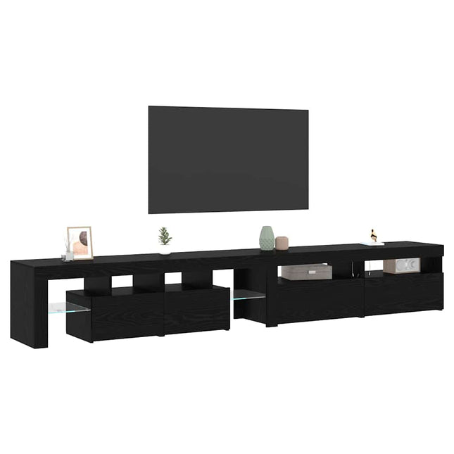 TV-skab med LED 3 pcs Sort eg 260 x 37 x 40 cm Konstrueret træ