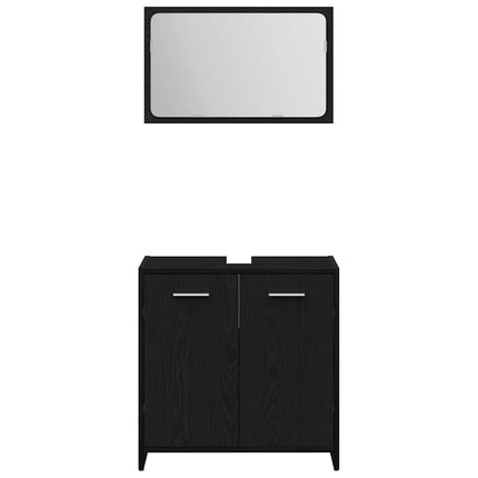 Badeværelsesmøbel sæt med hylde 3 pcs Sort eg Konstrueret træ
