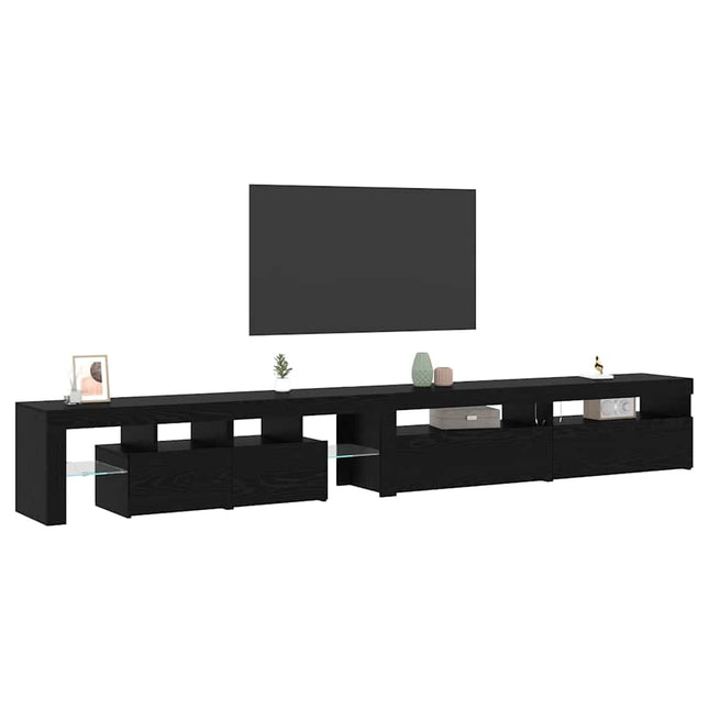 TV-skab 3 pcs Sort eg 290 x 36,5 x 40 cm Konstrueret træ