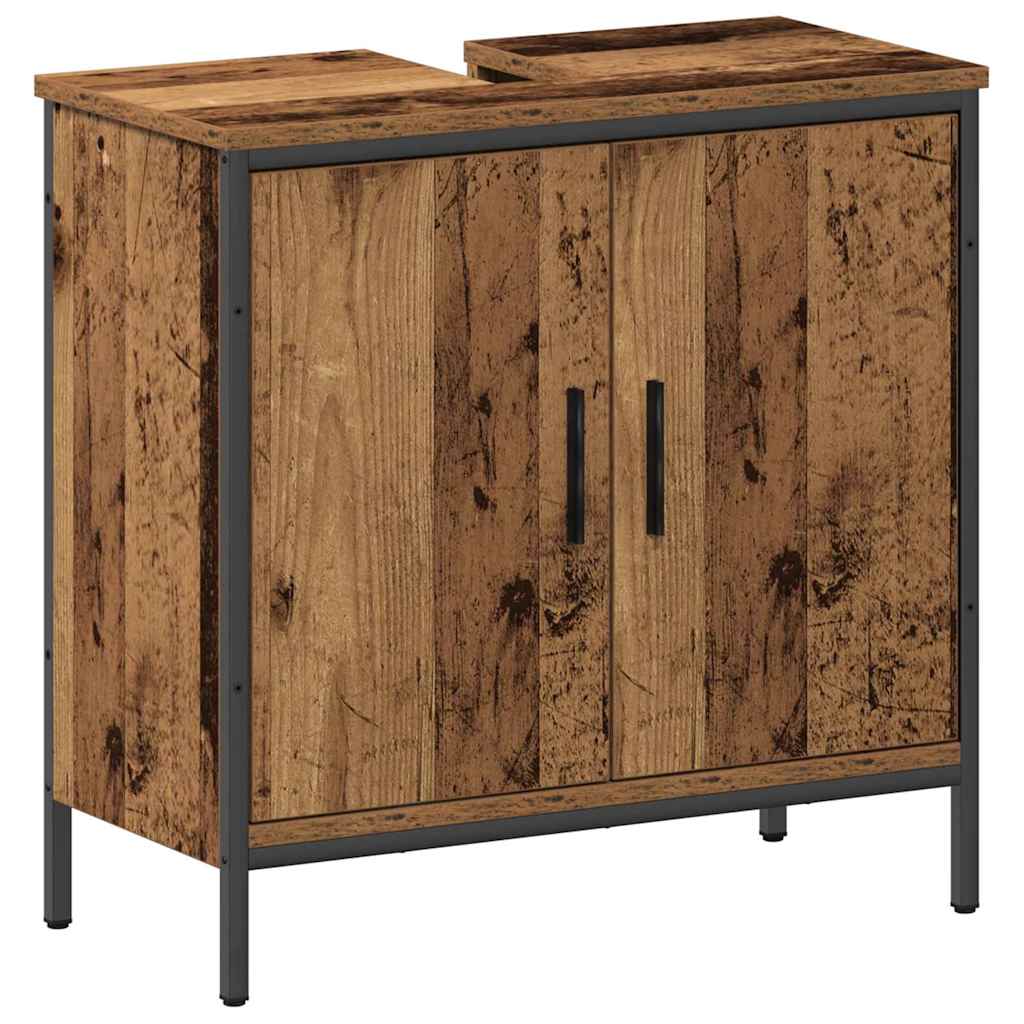 Badeværelsesmøbel sæt med hylde 2 pcs Brun Konstrueret træ