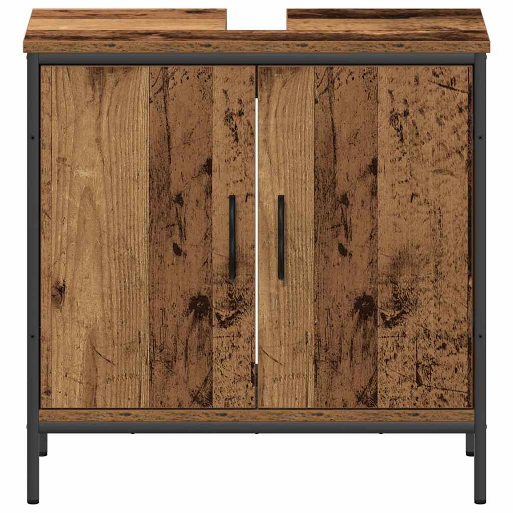 Badeværelsesmøbel sæt med hylde 2 pcs Brun Konstrueret træ