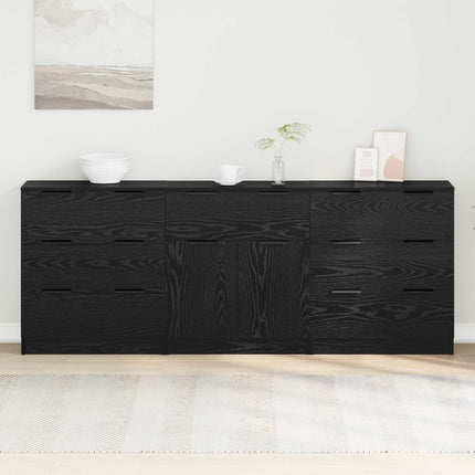 Sideboard 3 stk. Sort eg 181 x 30 x 70 cm Konstrueret træ