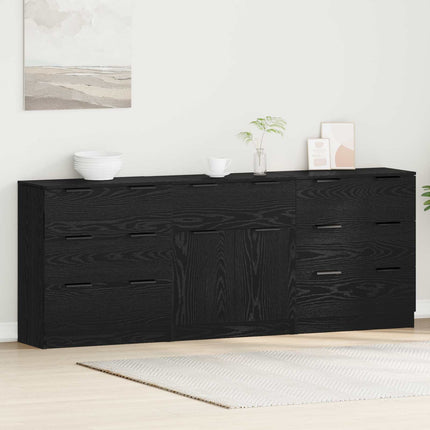 Sideboard 3 stk. Sort eg 181 x 30 x 70 cm Konstrueret træ