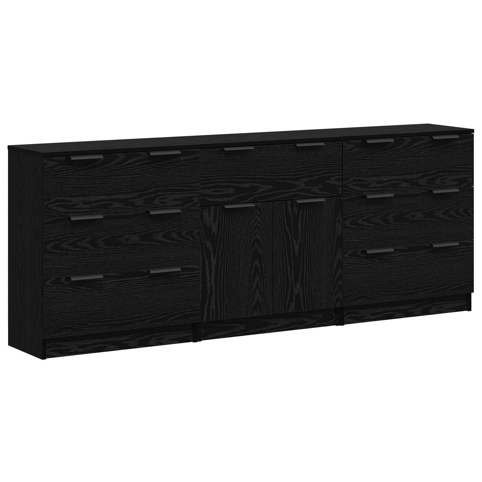 Sideboard 3 pcs Sort eg 181 x 30 x 70 cm Konstrueret træ