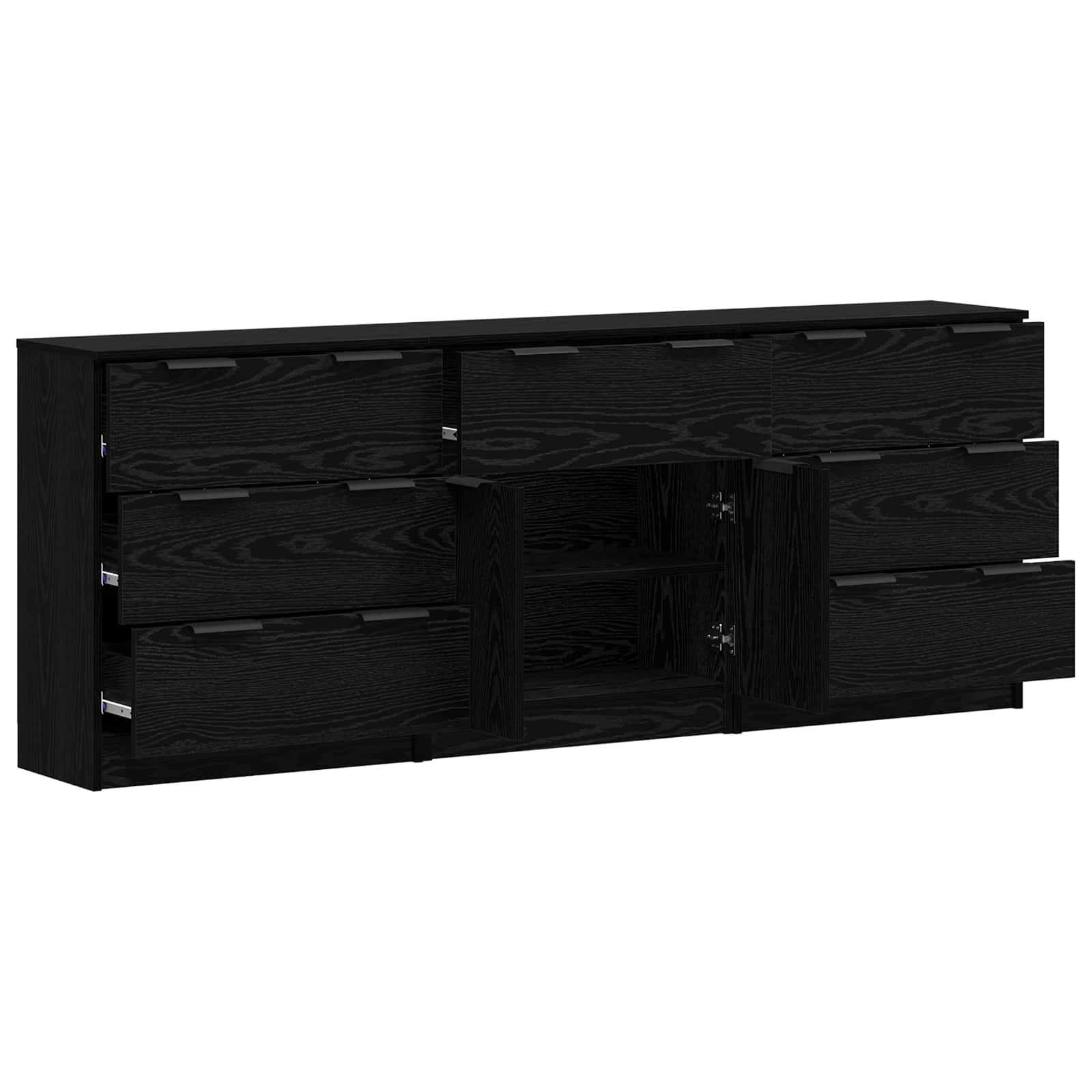 Sideboard 3 pcs Sort eg 181 x 30 x 70 cm Konstrueret træ