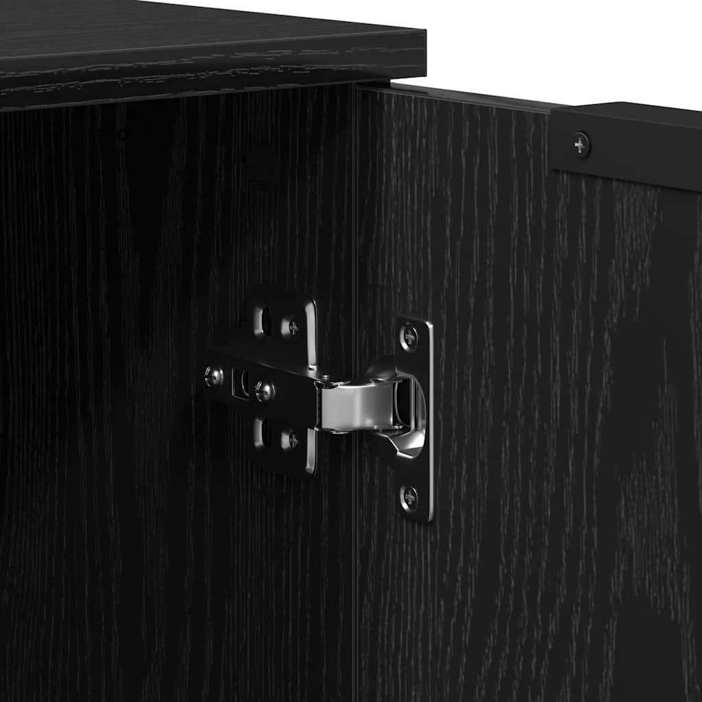 Sideboard med skuffe 2 pcs Sort 70 x 41 x 75 cm Konstrueret træ