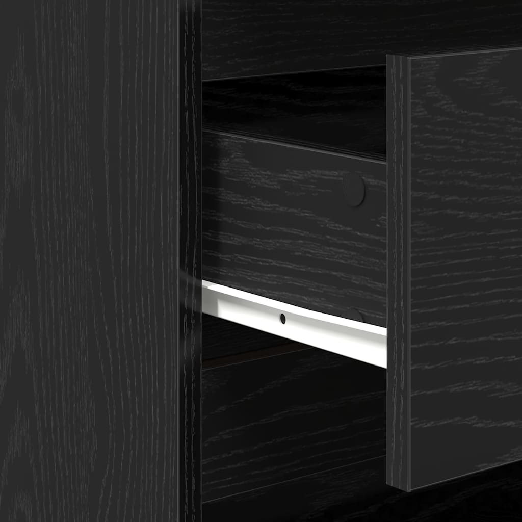 Sideboard med skuffe 2 pcs Sort 70 x 41 x 75 cm Konstrueret træ