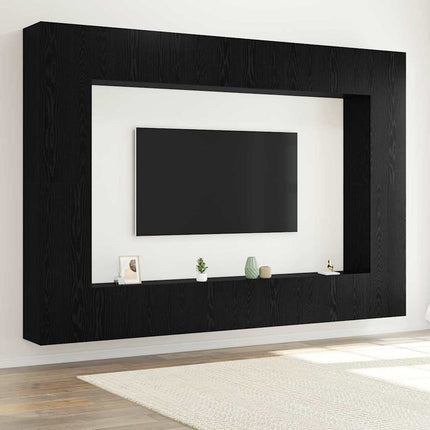 TV-møbelsæt 8 pcs Sort eg 100 x 30 x 30 cm Konstrueret træ