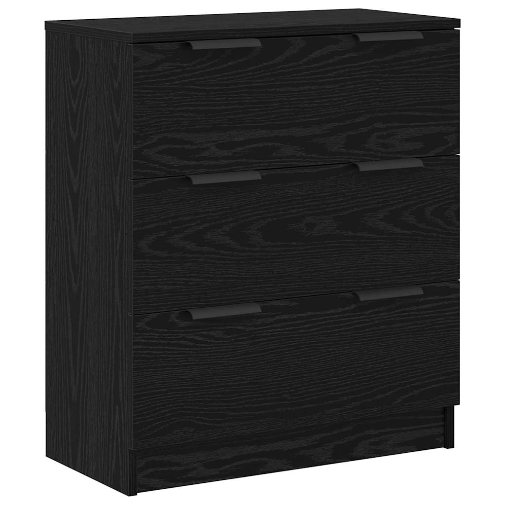 Sideboard med skuffe 3 pcs Sort eg Konstrueret træ
