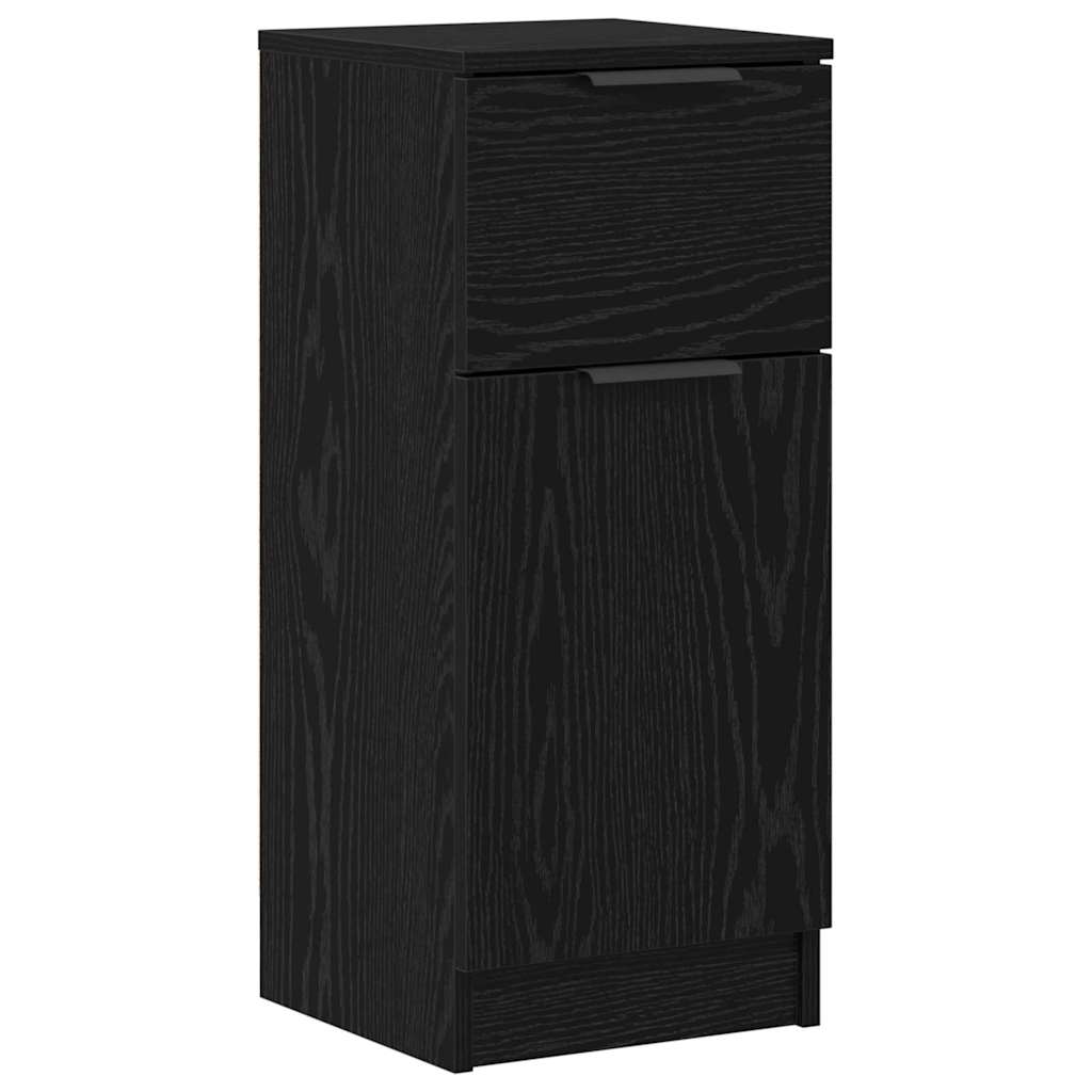 Sideboard med skuffe 3 pcs Sort eg Konstrueret træ