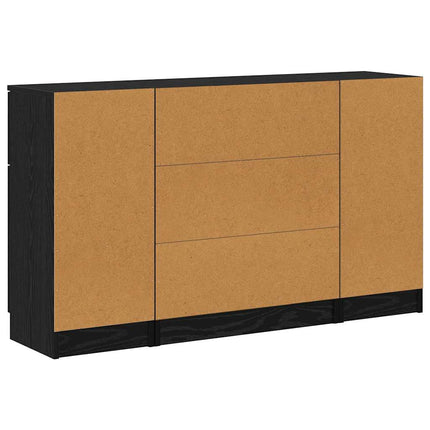 Sideboard 3 stk. Sort eg 121 x 30 x 70 cm Konstrueret træ