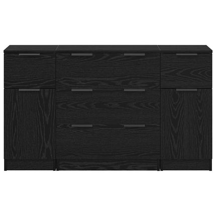 Sideboard 3 stk. Sort eg 121 x 30 x 70 cm Konstrueret træ