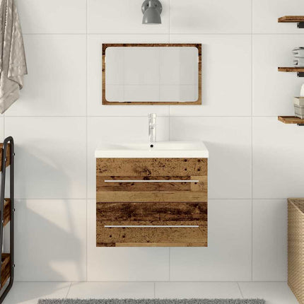 Badeværelsesskabsunder 2 stk. Gammelt træ 60 x 38,5 x 48 cm